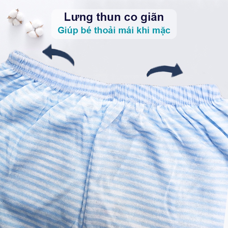 Quần chục dài cotton kẻ cho bé trai và bé gái 2-10kg chất vải đẹp mềm mịn hình thú co giãn thoải mái Baby-S – SQVN002