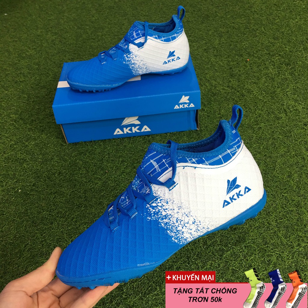 [Giày đá bóng Thể Thao VIP] Giày đá bóng cỏ nhân tạo AKKA KID SPEED 2 - Màu Xanh Biển/Trắng