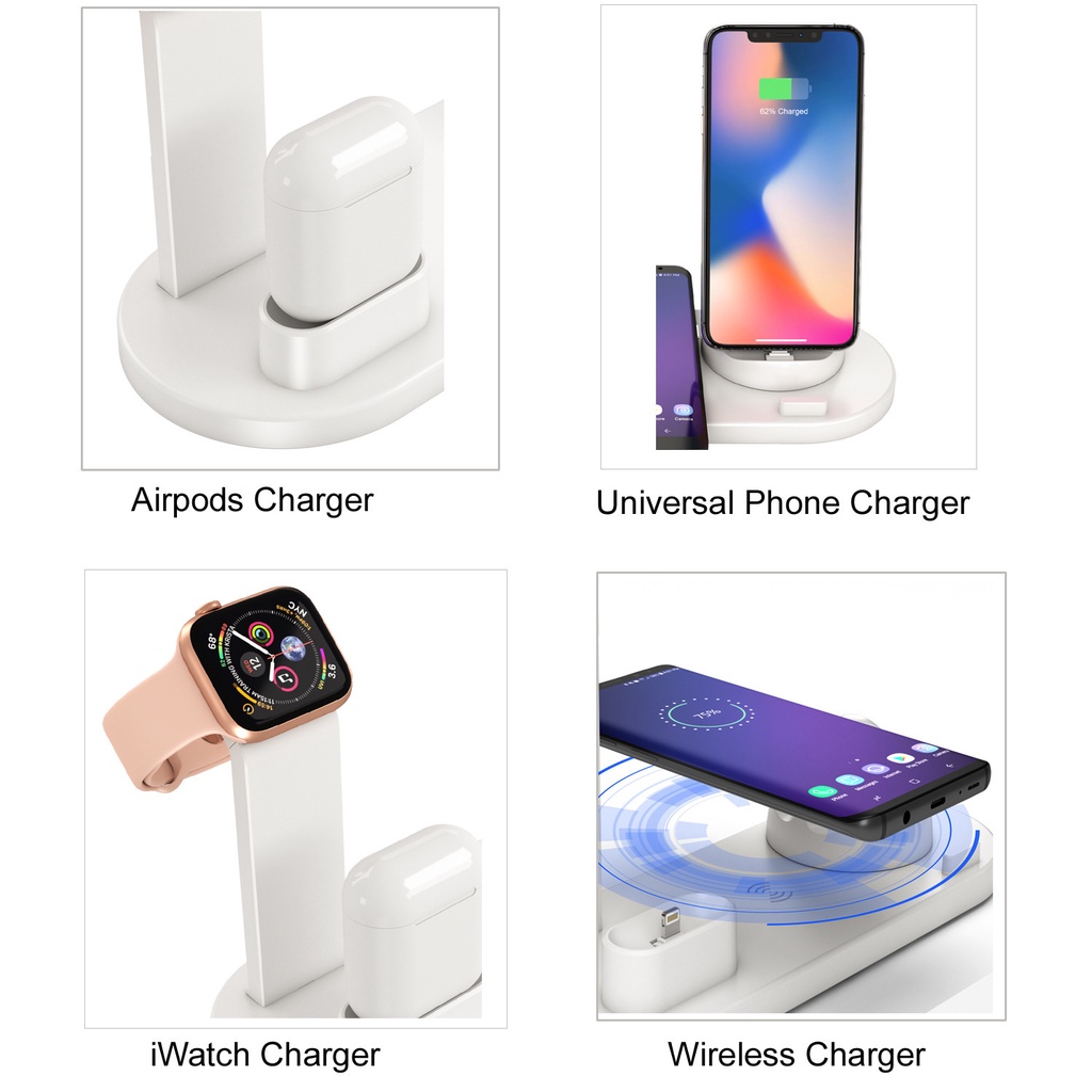 Đế Sạc Không Dây 3 Trong 1 360 Độ 3 Trong 1° Đế Sạc Chống Tĩnh Điện Cho Điện Thoại Android / IOS
