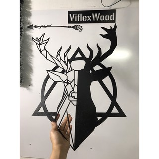 Tranh gỗ treo tường_Half dark deer_Hươu đen hai mặt