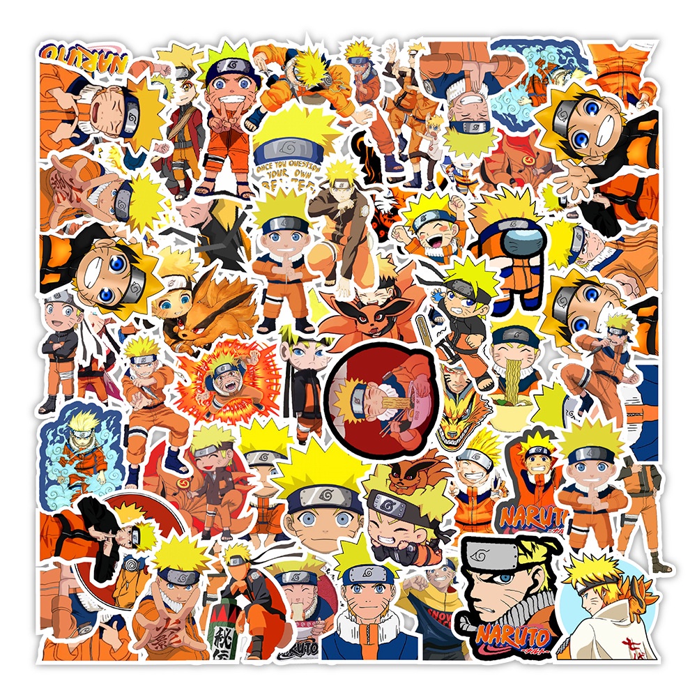 50 sticker cute chống nước dán mũ nón bảo hiểm MẪU Whirlpool Naruto, vali 50 hình dán graffiti máy tính xách tay