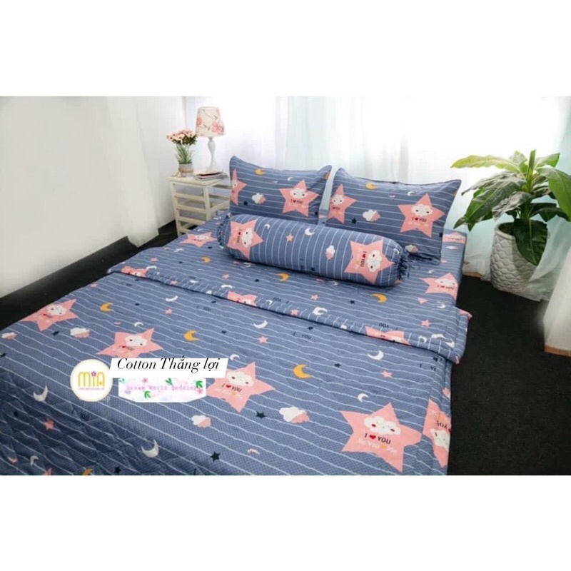 Drap Cotton 100%, ga trãi giường hàng chuẩn có in logo cotton 100% SAO DƯƠNG