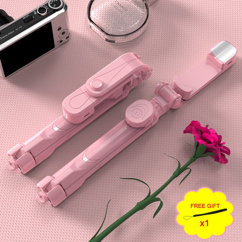 Gậy chụp ảnh selfie monopod gắn điện thoại có thể xoay 360 độ có đèn LED kèm điều khiển từ xa CRXT10 / 10S | BigBuy360 - bigbuy360.vn