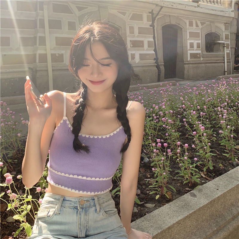 Áo Gile Korean Slim Knitted Sleeveless Short Waistcoat