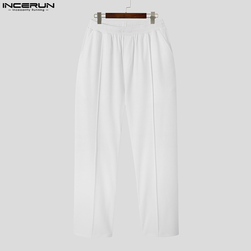 Quần baggy INCERUN ống rộng màu trơn đơn giản cho nam S-5XL
