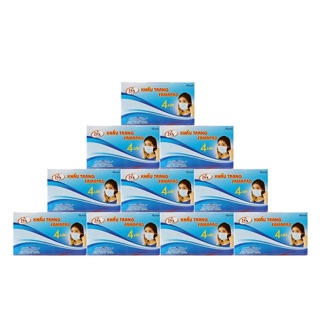 Hộp 50 cái khẩu trang y tế 4 lớp Nam Anh màu xanh