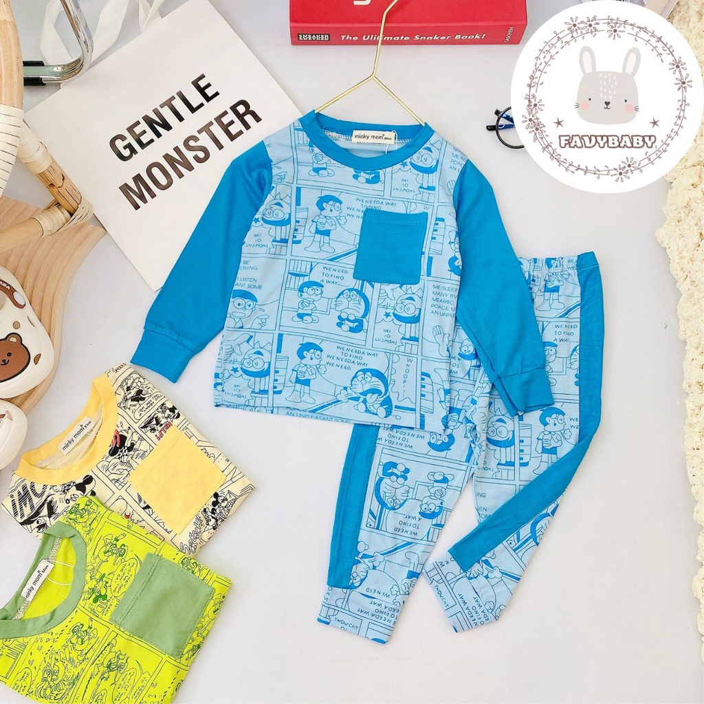 Bộ Dài Tay MINKY MOM Chính Hãng Thun Lạnh Raplan Tay Hình in Thấm Toàn Thân Túi Thật Bé 0 1 2 3 4 5 Tuổi - Favybaby