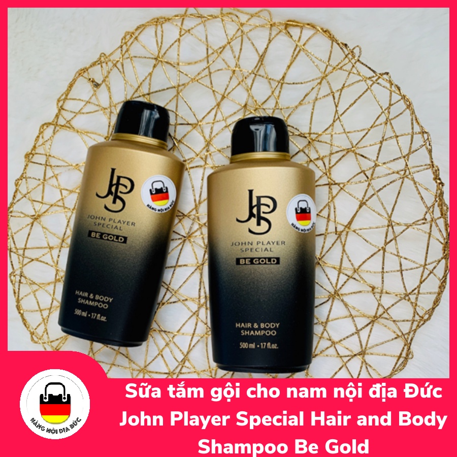 Sữa tắm gội cho nam nội địa Đức John Player Special Hair and Body Shampoo Be Gold, 500 ml - hạn mở nắp 12 tháng