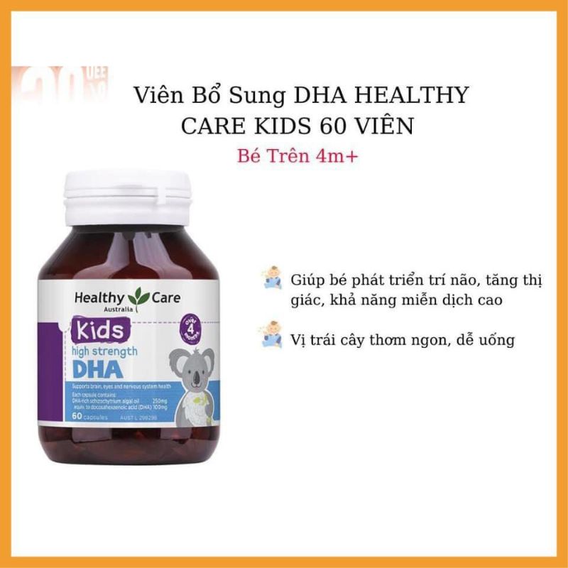 VIÊN UỐNG DHA Healthy Cảe 60 VIÊN (khử mùi tanh )mẫu mới