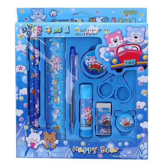 Dụng Cụ Học 9 Món Tập  Họa Tiết Thú Hoạt Hình Xinh Xắn Dễ Thương Cho Bé 88022 Lamon Store
