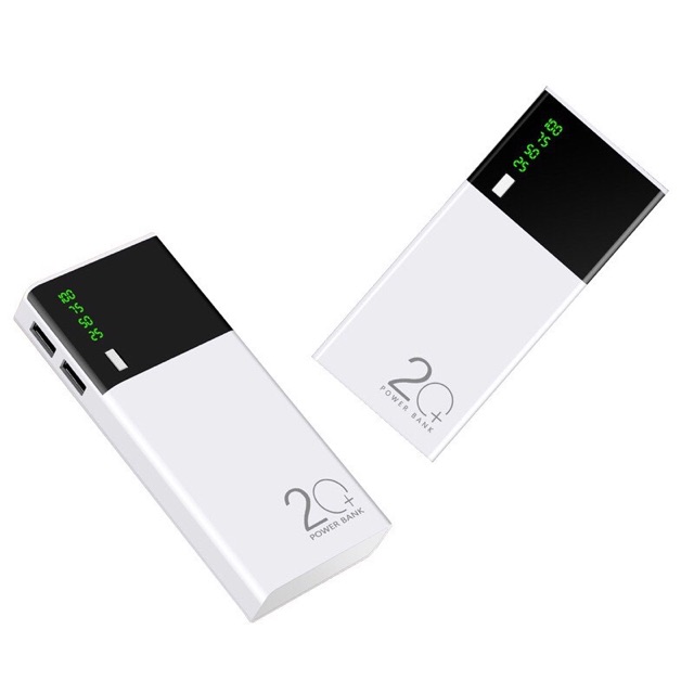Sạc Dự Phòng Smart Led 20+ 5600mah 2 Cổng Sạc USB Hỗ Trợ Hiển Thị % Pin Kèm Đèn Pin