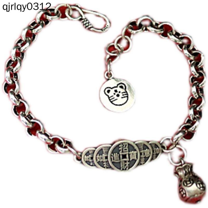 Vòng Tay Bạc sterling s925 Mặt Năm Đồng Xu May Mắn Cho Cặp Đôi