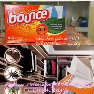 Giấy thơm quần áo 4 IN 1 BOUNCE 160 tờ của Mỹ by Shop LocNgo