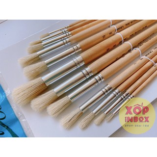 Bộ cọ vẽ tranh đầu tròn lông heo MARIES 12pcs
