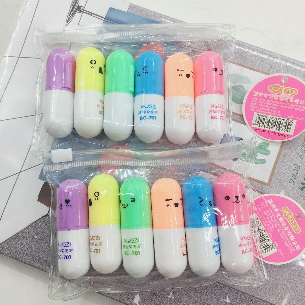 Set 6 Bút Đánh Dấu Hình Viên Thuốc Dễ Thương