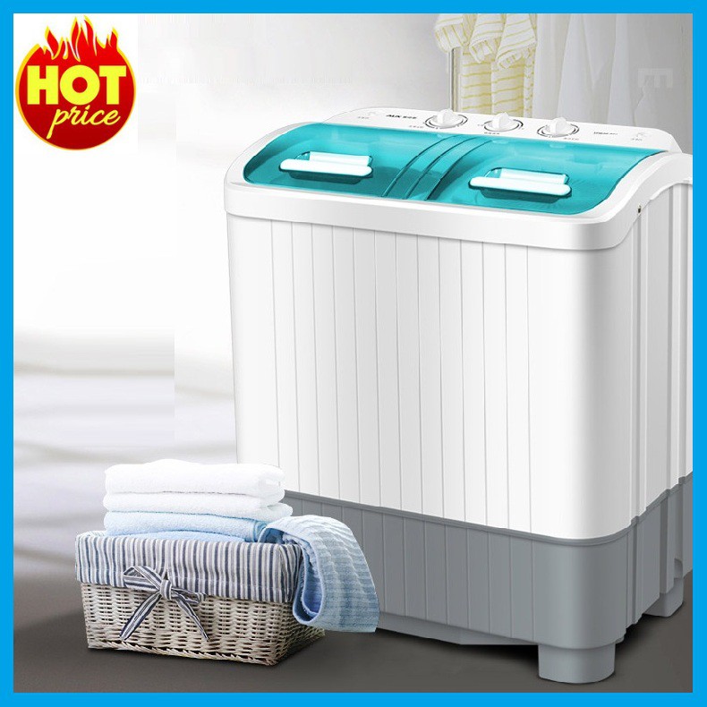 Máy giặt mini cao cấp 2 lồng giặt AUX, giặt vắt quần áo gia đình giá rẻ nhỏ gọn không ồn