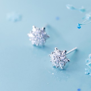 Khuyên tai bạc nữ bông tuyết