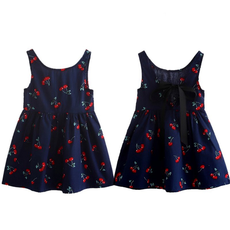 Đầm cotton không tay in hoa ngọt ngào cho bé gái