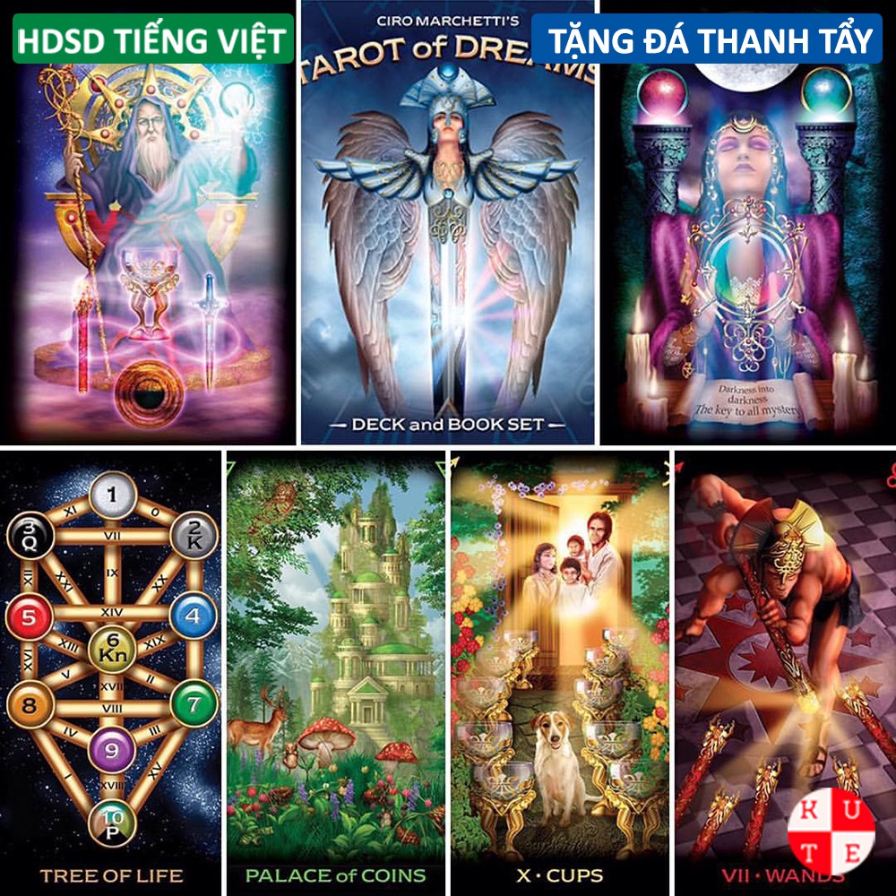 Bài Tarot Of Dreams 78 Lá Bài Tặng Đá Thanh Tẩy Bài Bói Tiên Tri C82