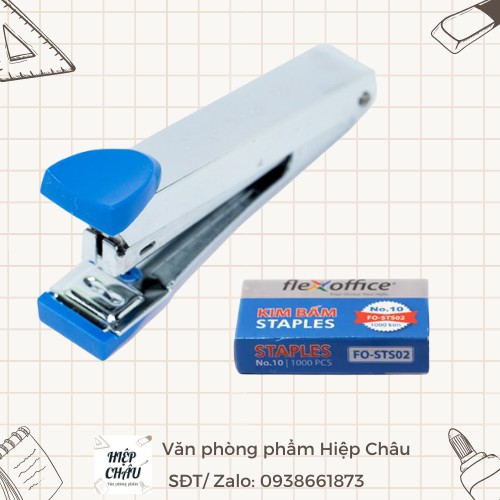 Bấm kim số 10 Flexoffice FO-ST02 (FS) + 2 hộp kim số 10