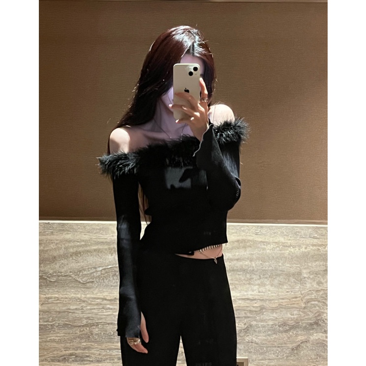 Áo len tay dài trễ vai thời trang dành cho nữ | BigBuy360 - bigbuy360.vn