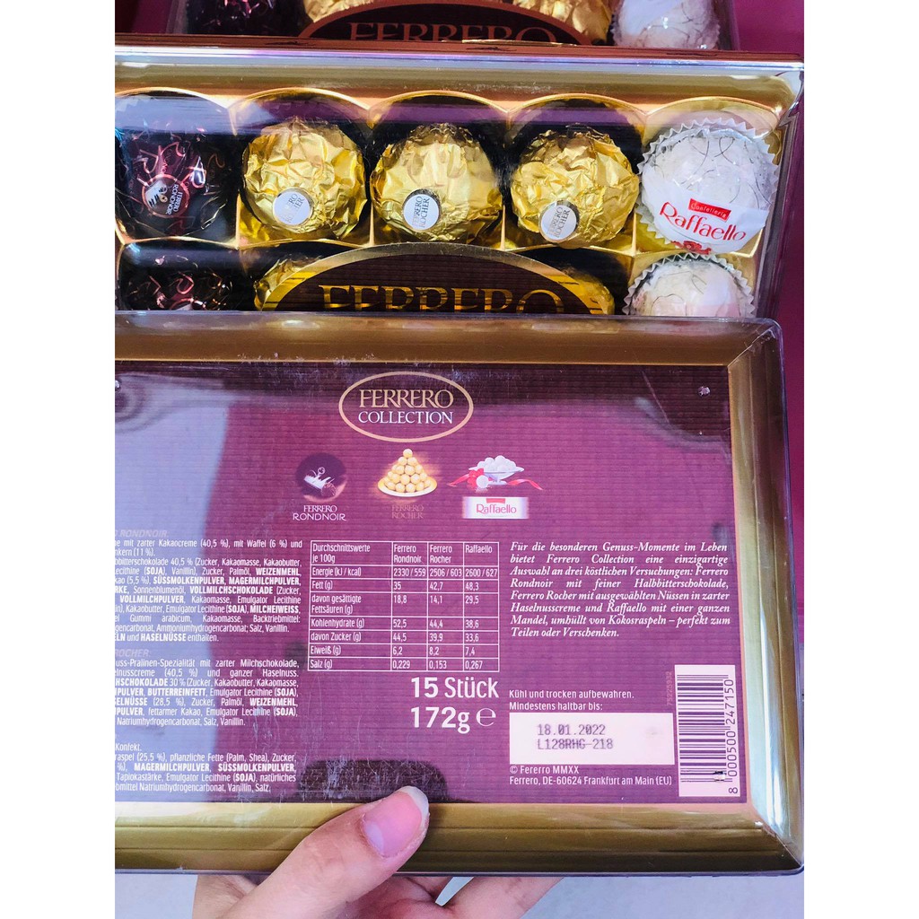 Socola Ferrero Rocher  Mix 3vị 15 viên-Mỹ(Date 18/1/2022)