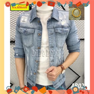 Áo khoác jean nam rách đẹp cao cấp mã 13 không phai thời trang tcs.fashion