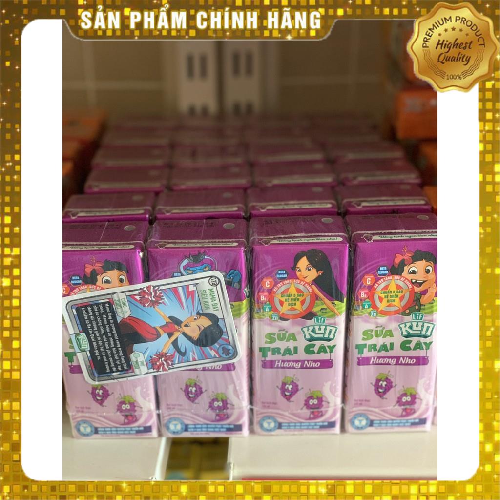 Lốc 4 hộp 110ml sữa Kun socola/kem dâu/nho/cam/trái cây/có đường