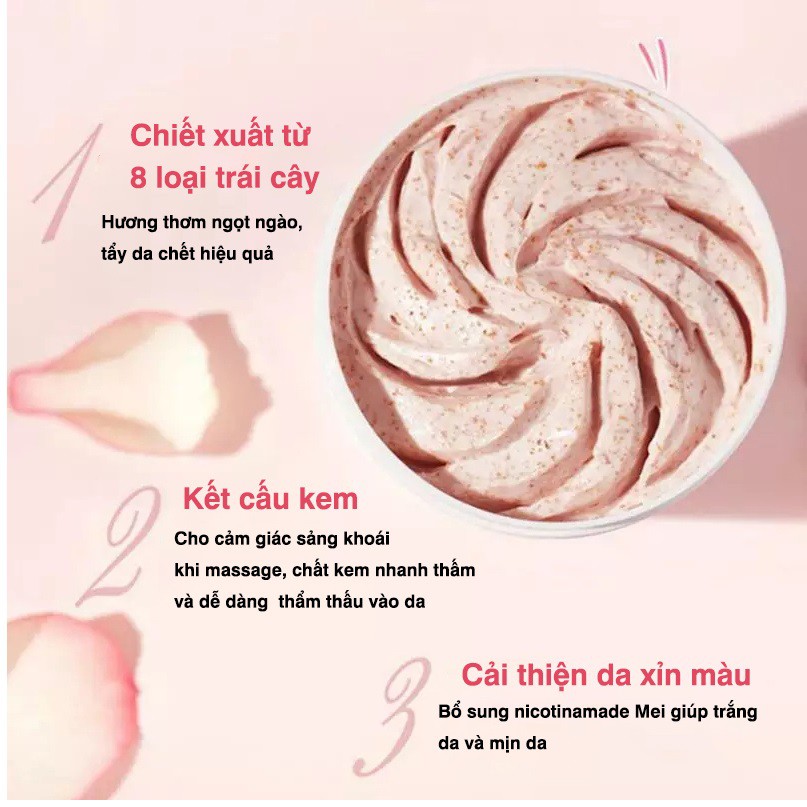 Hũ Tẩy Da Chết Body đào Heyxi Peach Clear Body Scrub 200G - Tẩy Tế Bào Chết Toàn Thân