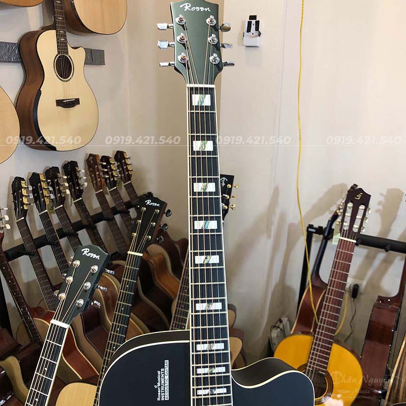 Đàn Guitar Acoustic Rosen G12 Pro chính hãng màu đen + Tặng Full phụ kiện + âm hay + giá cực tốt