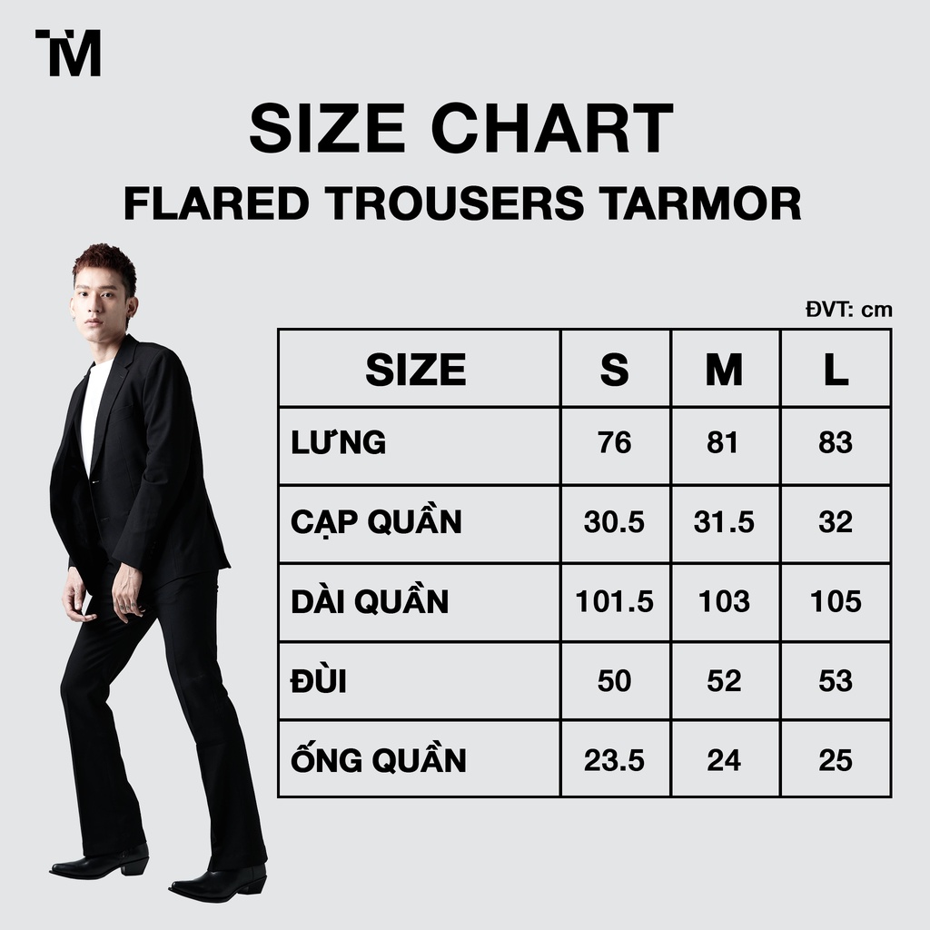 Quần Tây Nam TARMOR Ống Loe Màu Đen Flared Trousers In Black