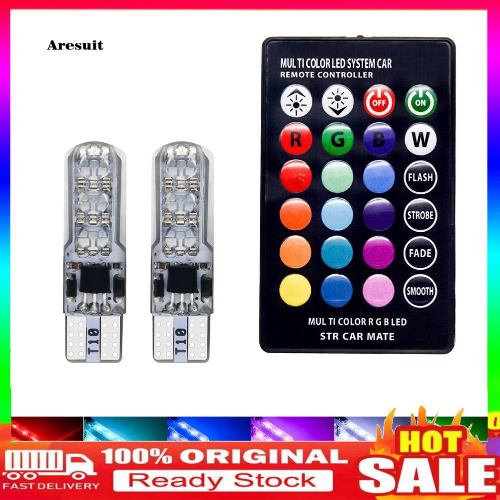 COD-2 Chiếc T10 W5W 5050 6SMD RGB LED Xe Nêm Bóng Đèn Có Điều Khiển Từ Xa