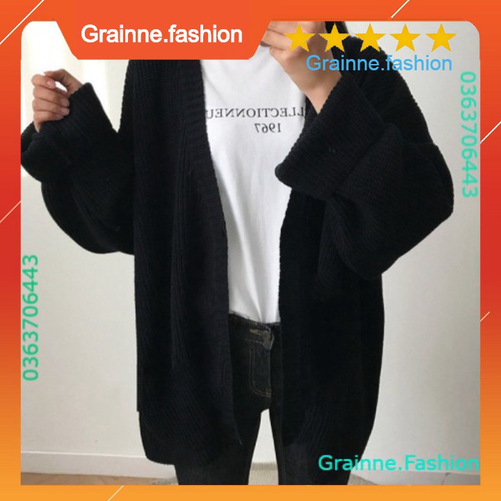 ÁO KHOÁC LEN CADIGAN ĐEN PHA NỈ - ÁO CARDIGAN LEN NỮ BASIC KOREA MÀU ĐEN NAM NỮ UNISEX 💎 👗👑- GNFShop