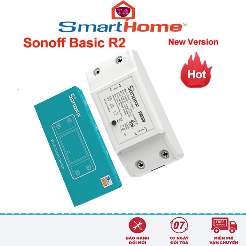 Sonoff Basic R2 Công Tắc Điều Khiển Thiết Bị Điện Từ Xa Qua Wifi, 3G, 4G