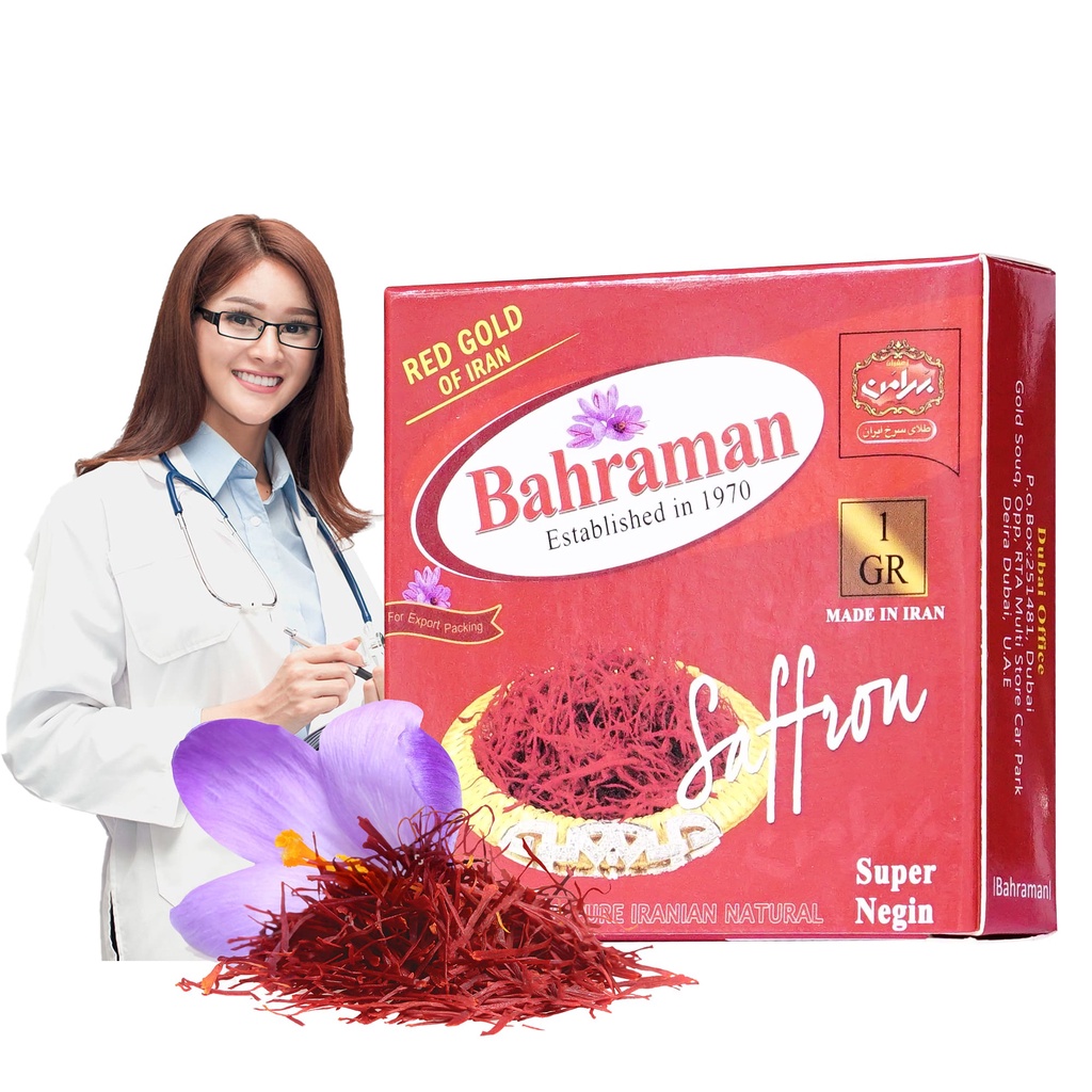 Nhụy Hoa Nghệ Tây Cao Cấp Saffaron Bahraman 100% Pure Iranian Natural Super Negin 1g