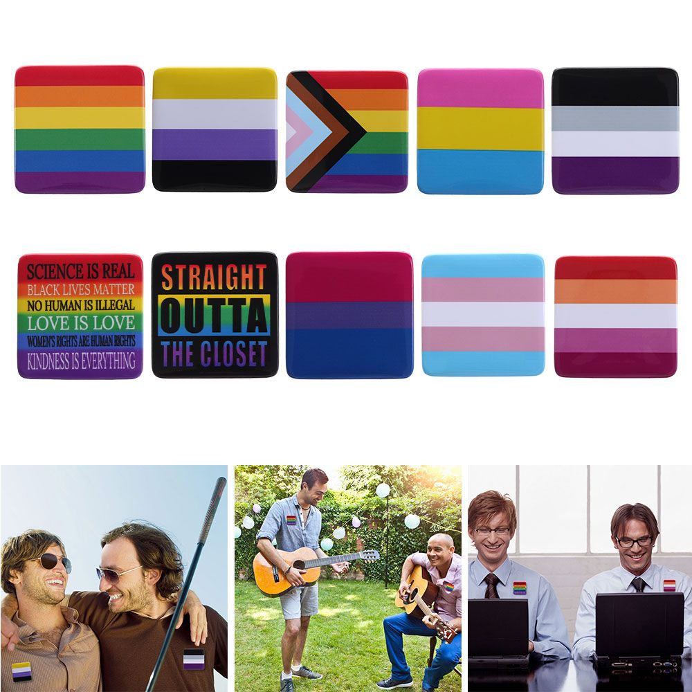 Huy hiệu cài áo hình vuông in họa tiết cờ biểu tượng LGBT thời trang cho nam và nữ