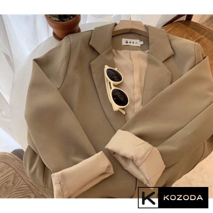 Áo blazer nữ áo vest khoác ngoài phong cách hàn quốc màu đen nâu tây kẻ 2 lớp 1 lớp kozoda AK1