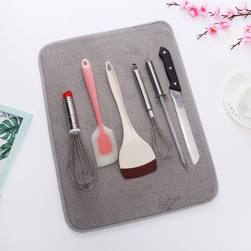 Thảm Lót Làm Khô Chén Dĩa Bằng Sợi Micro Thấm Hút Nước Nhanh Tiện Dụng