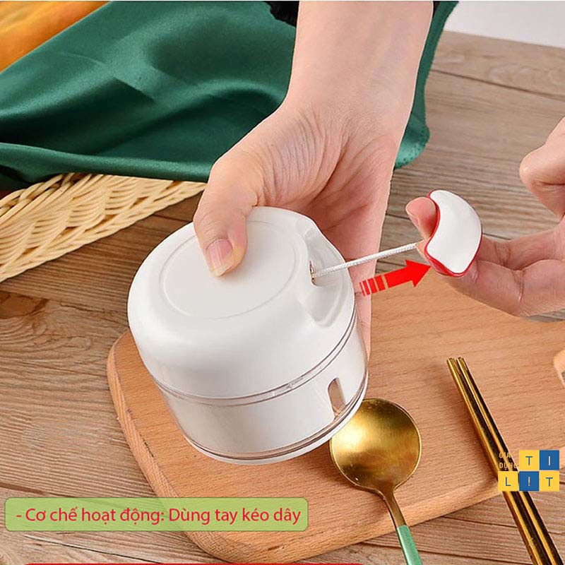 Dụng cụ xay tỏi ớt bằng tay Mini 2 Lưỡi Tiện Dụng, Máy xay nhuyễn gia vị cầm tay [XAY TỎI ỚT]