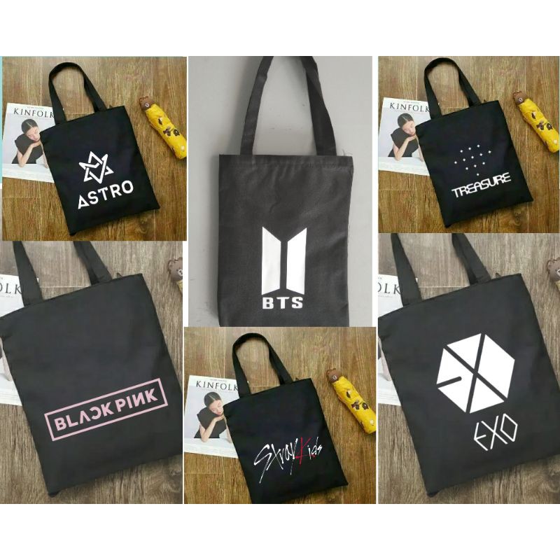 Túi Tote In Logo Nhóm Nhạc Hàn Quốc Nct Blackpink Txt Straykids Exo Astro