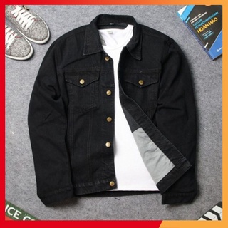 [ẢNH THẬT] Áo Khoác Jeans Nam Đen trơn Thời Trang Form Rộng (kèm ảnh thật)