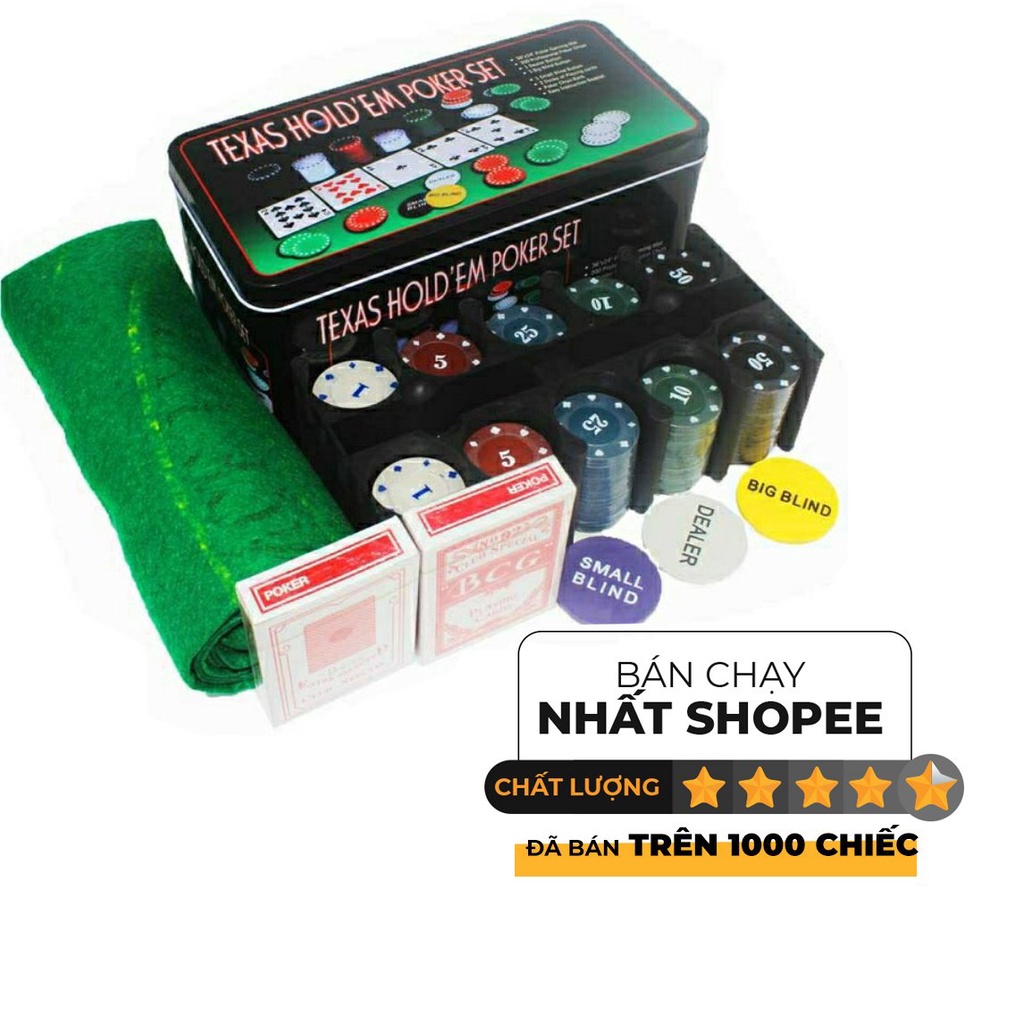 Bộ 200 chip poker có số  kèm thảm hàng nhập khẩu P04