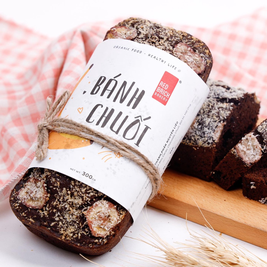 Bánh Cake Chuối Chocolate 300Gr Thương Hiệu Gạch Đỏ Chuẩn Healthy Food