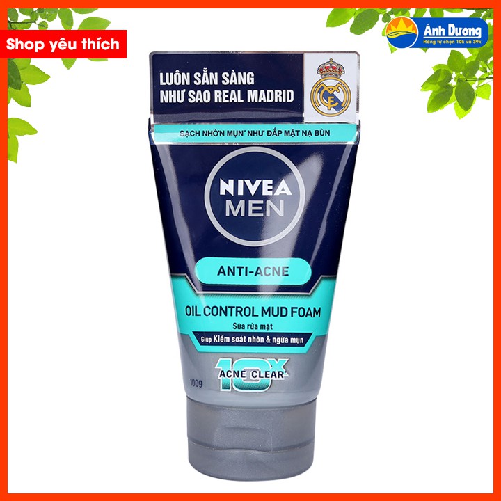 Sữa rữa mặt Nivea Men tạo bọt bùn khoáng sáng da