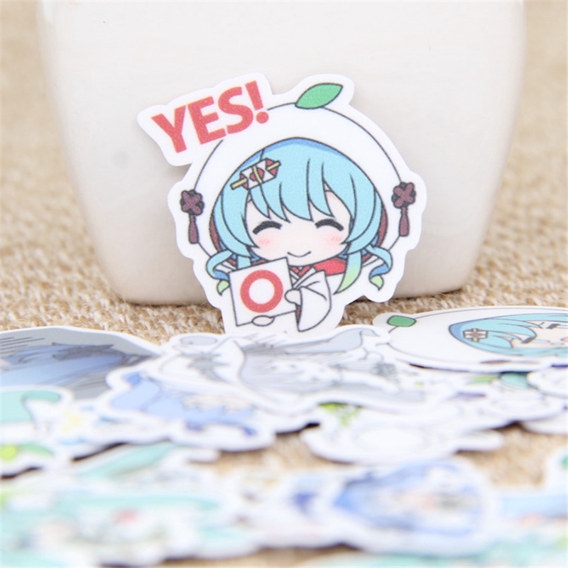Bộ 40 miếng hình dán họa tiết Hatsune Miku Vocaloid trang trí sổ tay/ sổ nhật ký