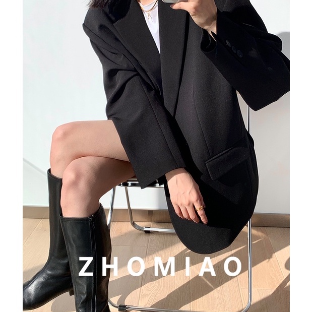 ✼✽₪Áo Khoác Vest Đen Vai Rộng Phong Cách Hồng Kông Hàn Quốc Thiết Kế Dành Cho Nữ