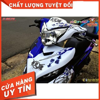 Tem Trùm Xe Exciter 135 Samurai Xanh Trắng