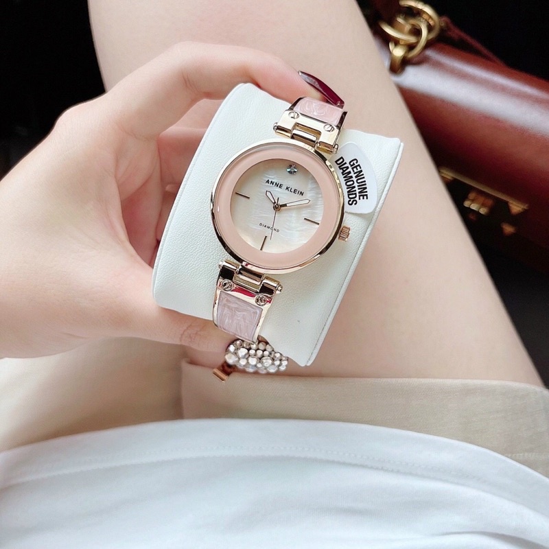 Đồng Hồ Anne Klein Dây Kim Loại Phối Cerremic Siêu xinh Case 34mm Hàng mỹ dành cho nữ - BH24 Tháng