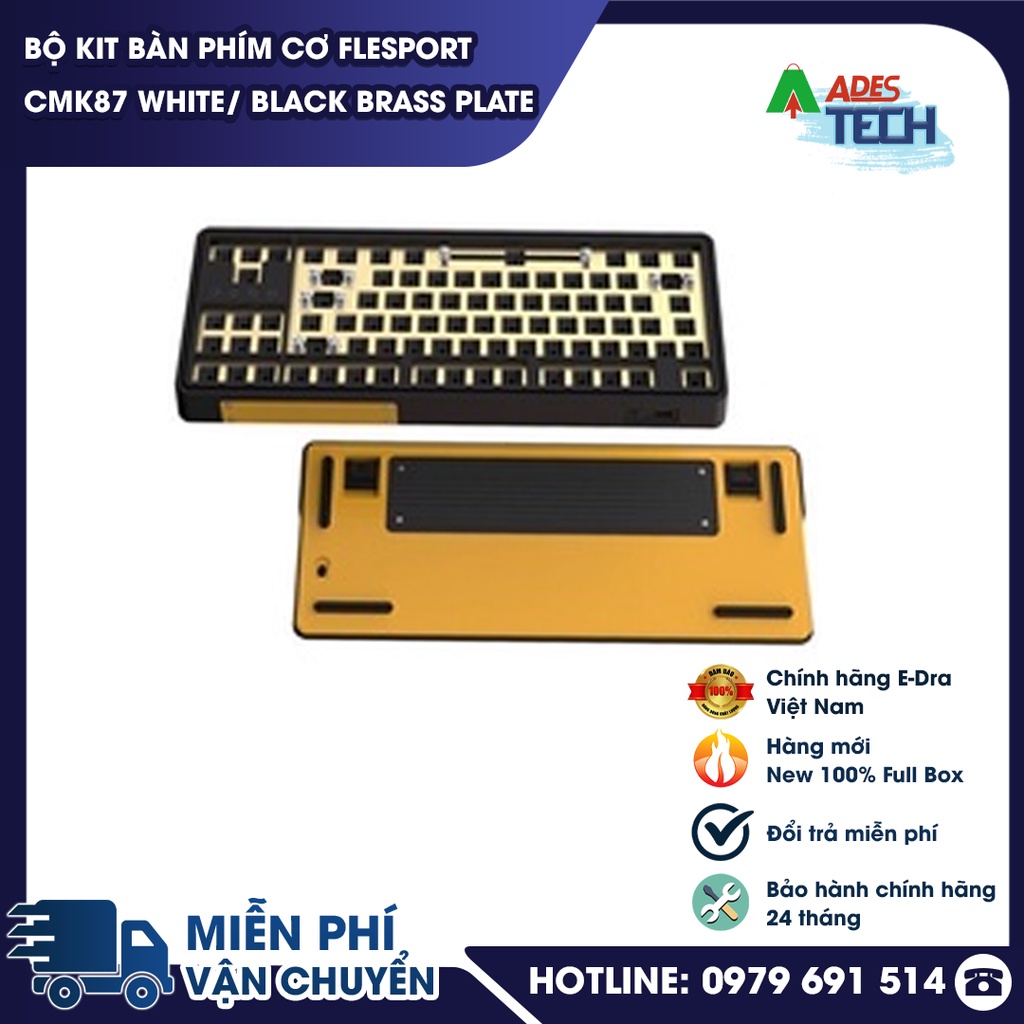 KIT Bàn Phím Cơ FLEsport CMK87 White / Black Brass Plate | Plate Đồng Chắc Chắn | 1 Mode | Bảo Hành 12 Tháng