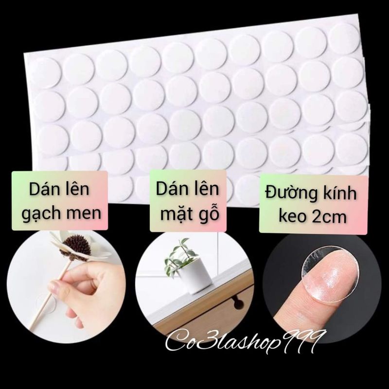 1 tấm có 70 miếng keo acrylic 2 mặt mini, dán cố định poster, chậu cây, đồ dùng.